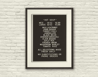 Poster ispirato a SEINFELD, stampa artistica - 18 x 24 Seinfeld, Soup Nazi, Mid-Century Modern, lavagna con lettere, cucina, New York, poster