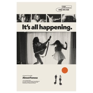 ALMOST FAMOUS, Cameron Crowe Inspired Poster, Art Print Black and White, Red-orange, Mid-Century Modern, Music image 3