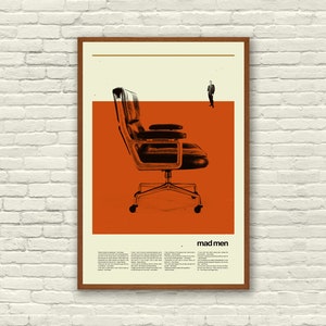Cartel inspirado en la silla Mad Men Eames, impresiones de arte, Nueva York, mediados de siglo, oficina