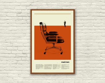 Mad Men Eames Chair Inspired Poster, Art Prints, New York, Mid-Century, Office