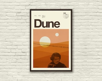 DUNE Inspired Poster, Art Print - Minimalist, Helvetica, Mid-Century Modern, Coral, Swiss, Arrakis