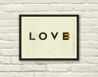Amore, uguaglianza, stampa d'arte, poster, UGUAGLIANZA, tipografia, grafica, nero e oro