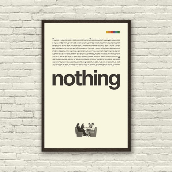 SEINFELD Inspired Poster, Nothing, Art Print - Minimalist, Helvetica, Mid-Century Modern, Black and white, Swiss, Poster, Office