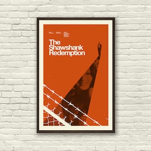 THE SHAWSHANK REDEMPTION Movie Poster, Stephen King, Art Print - 12 x 18 Minimalist, Helvetica, Mid-Century Modern, Swiss, Office