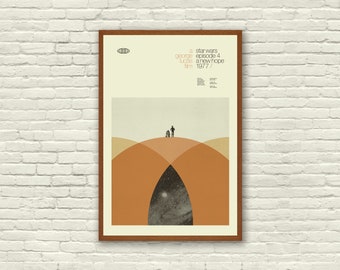 STAR WARS Inspired A New Hope Art Print Movie Poster - Minimalist, Graphic, Mid Century Modern, Vintage Style, Retro Home