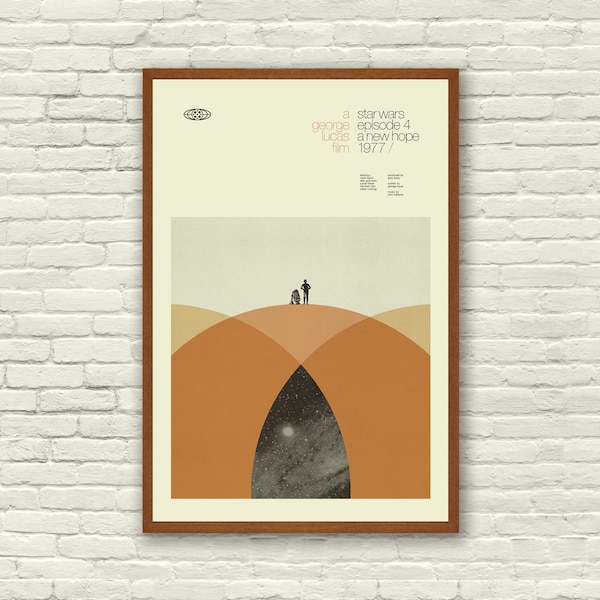 STAR WARS Inspired A New Hope Art Print Movie Poster - Minimalist, Graphic, Mid Century Modern, Vintage Style, Retro Home