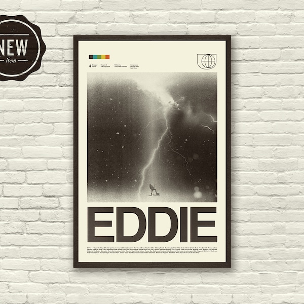 STRANGER THINGS, Eddie Munson Inspired Poster, Art Print, Helvetica, Mid-Century Modern, Black and white, Swiss, Poster, Metal