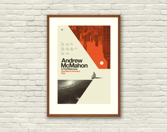 Mid Century Modern, Chicago - Andrew McMahon in the Wilderness, Offset Lithograph Poster, Hipster, Space, Galaxy, Geometric, Swiss