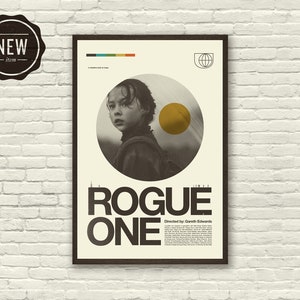 STAR WARS ROGUE One Inspired Poster, Andor, Diego Luna, Felicity Jones, Art Print - Mid-Century Modern, Black and white, Poster