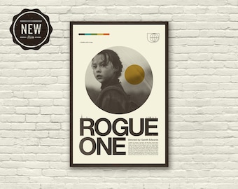 Poster ispirato a STAR WARS ROGUE One, Andor, Diego Luna, Felicity Jones, Stampa artistica - Mid-Century Modern, Bianco e nero, Poster