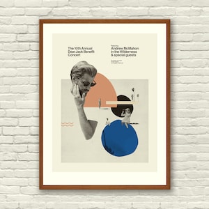 Mid Century Modern - Andrew McMahon in the Wilderness, 18 x 24 Lithograph Poster, California, swimming pool, cobalt, coral