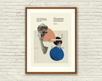 Mid Century Modern - Andrew McMahon in the Wilderness, 18 x 24 Litografia Poster, California, piscina, cobalto, corallo