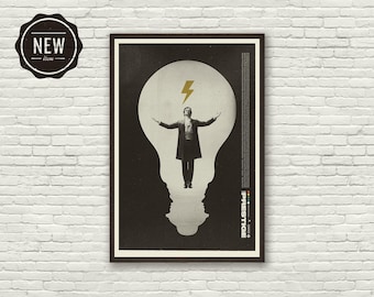 THE PRESTIGE Christopher Nolan inspirierter Kunstdruck – Filmposter – Minimalistisch, Magie, Mid-Century Modern, Blitz, Schwarz-Weiß, 20x30