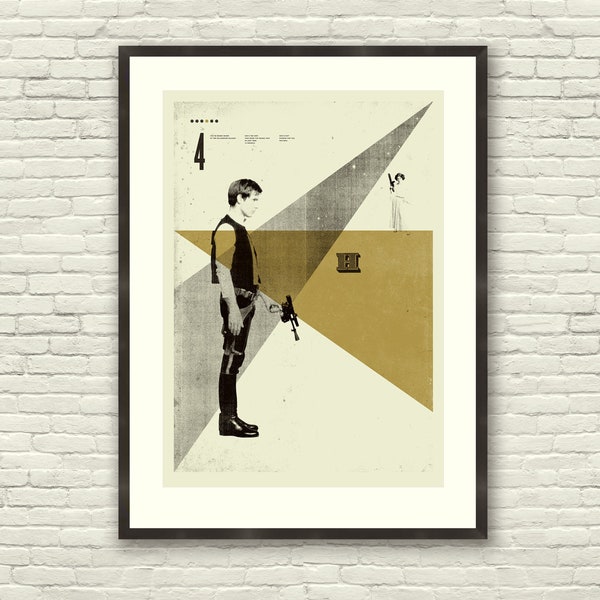 A NEW HOPE - Star Wars Inspired, Han Solo, 20 x 28 giclée Art Print, Mid-Century Modern Poster