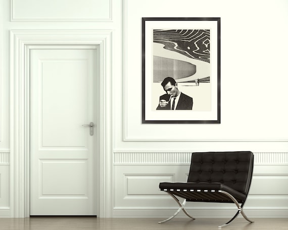 Twilight Zone Poster Rod Serling 500 X 700mm Silkscreen Art Print Black And White Midcentury Modern Collage Nature Hipster