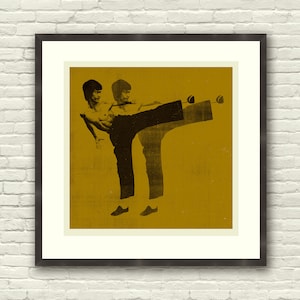 BRUCE LEE The Dragon Inspired Art Print Poster - 20 x 20 giclée print, Mid-Century Modern, Swiss, Gold, Black