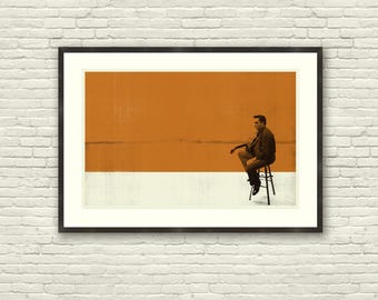 Johnny Cash Inspired 20 x 30 Art Print, MEMPHIS CASH, Vintage, Poster, Gigposter, Orange