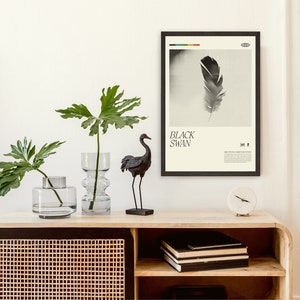 BLACK SWAN Inspired Poster, Natalie Portman, Swan Lake, Art Print - Mid-Century Modern, Black and white, Swiss, Poster
