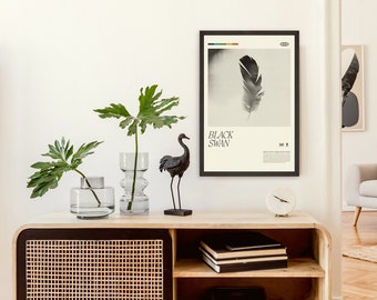 BLACK SWAN Inspired Poster, Natalie Portman, Swan Lake, Art Print - Mid-Century Modern, Black and white, Swiss, Poster
