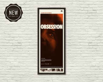 OBSESSION Inspired Poster, Mid-Century Modern, Art Print, Red, Horror, 80s, Vintage, Inde Navarrette, Heart, Eye, 14x36 inches