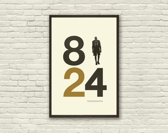 KOBE BRYANT Inspired Poster, Art Print - Minimalist, Helvetica, Mid-Century Modern, Black and Gold, Swiss, Poster, Office