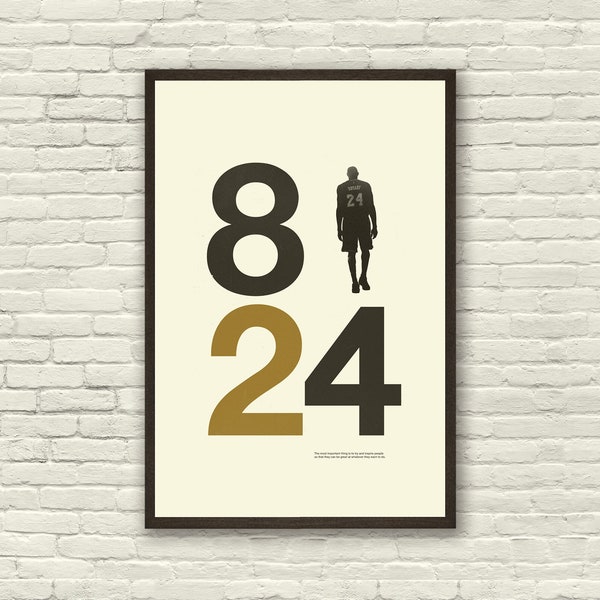 KOBE BRYANT Inspired Poster, Art Print - Minimalist, Helvetica, Mid-Century Modern, Black and Gold, Swiss, Poster, Office