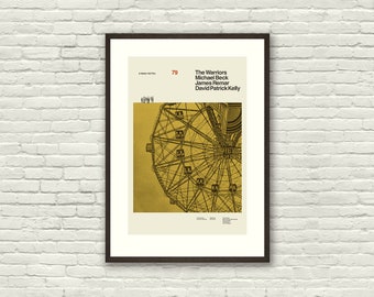 THE WARRIORS Inspired Poster, Art Print - Minimalist, Helvetica, Mid-Century Modern, Yellow, ferris wheel, Swiss, Coney Island