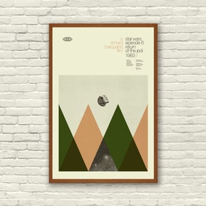 Geïnspireerd op STAR WARS, Return Of The Jedi Art Print filmposter - minimalistisch, grafisch, modern uit het midden van de eeuw, vintage stijl, retro huis