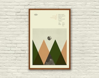 STAR WARS inspiriert, Die Rückkehr Der Jedi Jedi Kunstdruck Film Poster - Minimalistisch, Grafik, Mid Century Modern, Vintage Stil, Retro Home