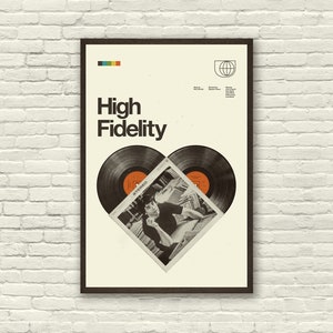 HIGH FIDELITY Movie Poster, John Cusack, Art Print - Minimalist, Helvetica, Mid-Century Modern, Swiss, Space, Office, Vinyl records