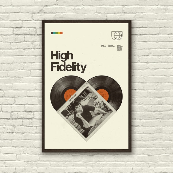 HIGH FIDELITY Movie Poster, John Cusack, Art Print - Minimalist, Helvetica, Mid-Century Modern, Swiss, Space, Office, Vinyl records