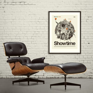 SHOWTIME LAKERS Inspired Art Print Poster - 18 x 24 Lithograph, Los Angeles Lakers, Mid-Century Modern, Swiss, Basketball, Magic Johnson