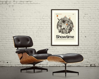 SHOWTIME LAKERS Inspired Art Print Poster - 18 x 24 Lithograph, Los Angeles Lakers, Mid-Century Modern, Swiss, Basketball, Magic Johnson