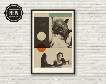 STAR WARS Inspired Han Solo, Art Print, Movie Poster - Minimalist,  Mid Century Modern, Collage, Vintage, Space, Red-Orange, Turquoise