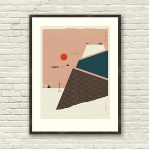 ISLE OF DOGS, Wes Anderson Fine Art Print, 18 x 24 Art Print, Mid-Century Modern, Coral, Blush, Navy, Vintage