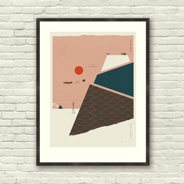 ISLE OF DOGS, Wes Anderson Fine Art Print, 18 x 24 Art Print, Mid-Century Modern, Coral, Blush, Navy, Vintage