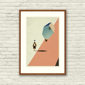 THE BIG LEBOWSKI - Coen Brothers Inspired Poster, Art Print - Abstract Minimalist Shapes, Collage, Cut Paper, Coral, Blush, Fine Art