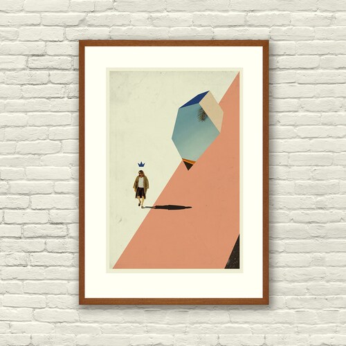 THE BIG LEBOWSKI - affiche inspirée des frères Coen, impression d'art - formes minimalistes abstraites, collage, papier découpé, corail, fard à joues, beaux-arts