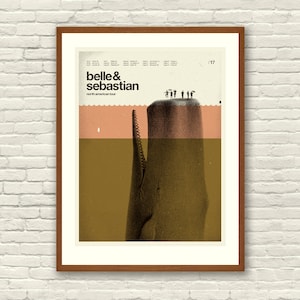 Moderna de mediados de siglo, ballena, náutica - Belle & Sebastian, litografía de 18 x 24, hipster, océano, Escocia