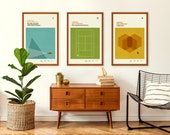 WES ANDERSON Inspired Posters, Art Print Movie Poster Series - Minimalist, Graphic, Mid Century Modern, Vintage Style, Retro Home