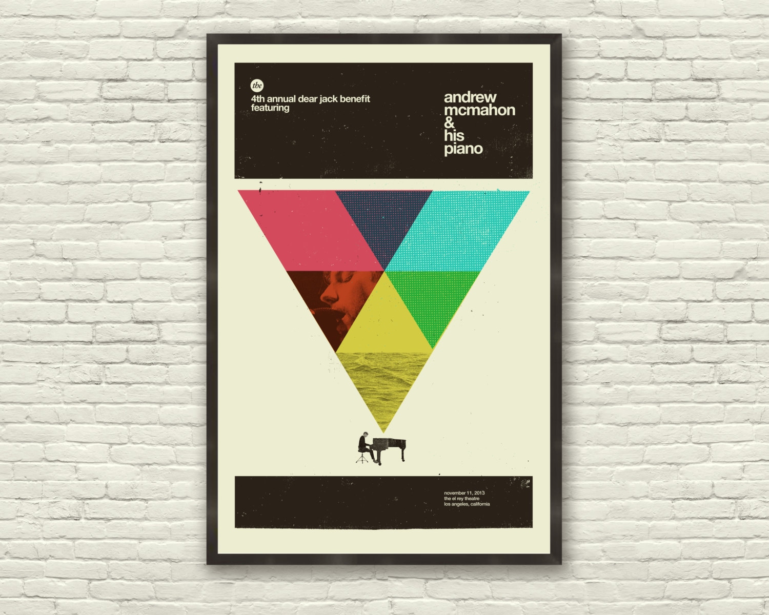 MID CENTURY MODERN El Rey Piano - Andrew McMahon Dear Jack Benefit 24 x 36 Lithograph Art Print Concert Tour Poster, Hipster, Vintage Style