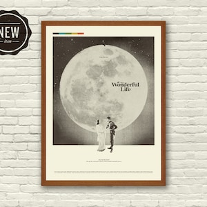 IT&#39;S A WONDERFUL LIFE Inspired Poster, Art Print - 18 x 24 Minimalist, Mid-Century Modern, moon, family, Christmas