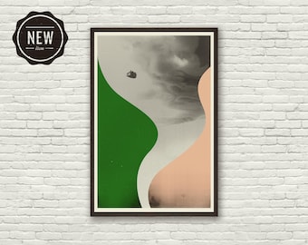 Poster del film ispirato a The WIZARD of OZ - Minimalista, Mid Century Modern, Tornado, Wicked, strega, Elphaba, Glinda, verde, rosa