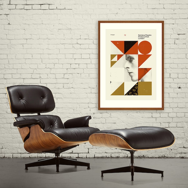 DAVID BOWIE - London, Rainbow Theater, 20 x 28 Zoll Kunstdruck, Mid-Century Modern Poster, Gold, Vintage