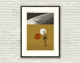 STAR WARS Inspired Art Print Poster - A New Hope, 20 x 28 Lithograph, Mid-Century Modern, Luke Skywalker, Suns, Space, Galaxy, Vintage