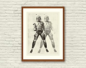 CAZADOR DE RECOMPENSAS - Inspirado en Star Wars, Boba Fett, impresión artística serigráfica a mano de 18 x 24, póster moderno, boutique, hogar retro