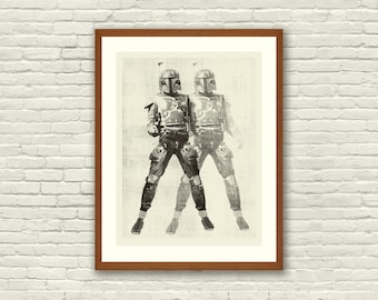 BOUNTY HUNTER - Star Wars Inspired, Boba Fett 18 x 24 Handprinted Silkscreen Art Print, Modern Poster, Boutique, Retro Home