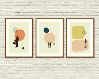 LOVE in THE ABSTRACT - Eternal Sunshine of The Spotless Mind, Lost in Translation, Annie Hall Inspired Posters - Mid Century Modern