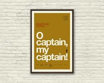 DEAD POETS SOCIETY Movie Poster, Robin Williams, O captain my captain, Art Print - Minimalist, Helvetica, Mid-Century Modern, Swiss