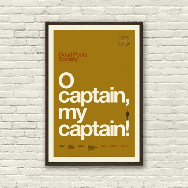 DEAD POETS SOCIETY Movie Poster, Robin Williams, O captain my captain, Art Print - Minimalist, Helvetica, Mid-Century Modern, Swiss